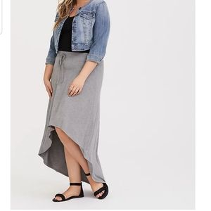 GREY HI-LO JERSEY MAXI SKIRT